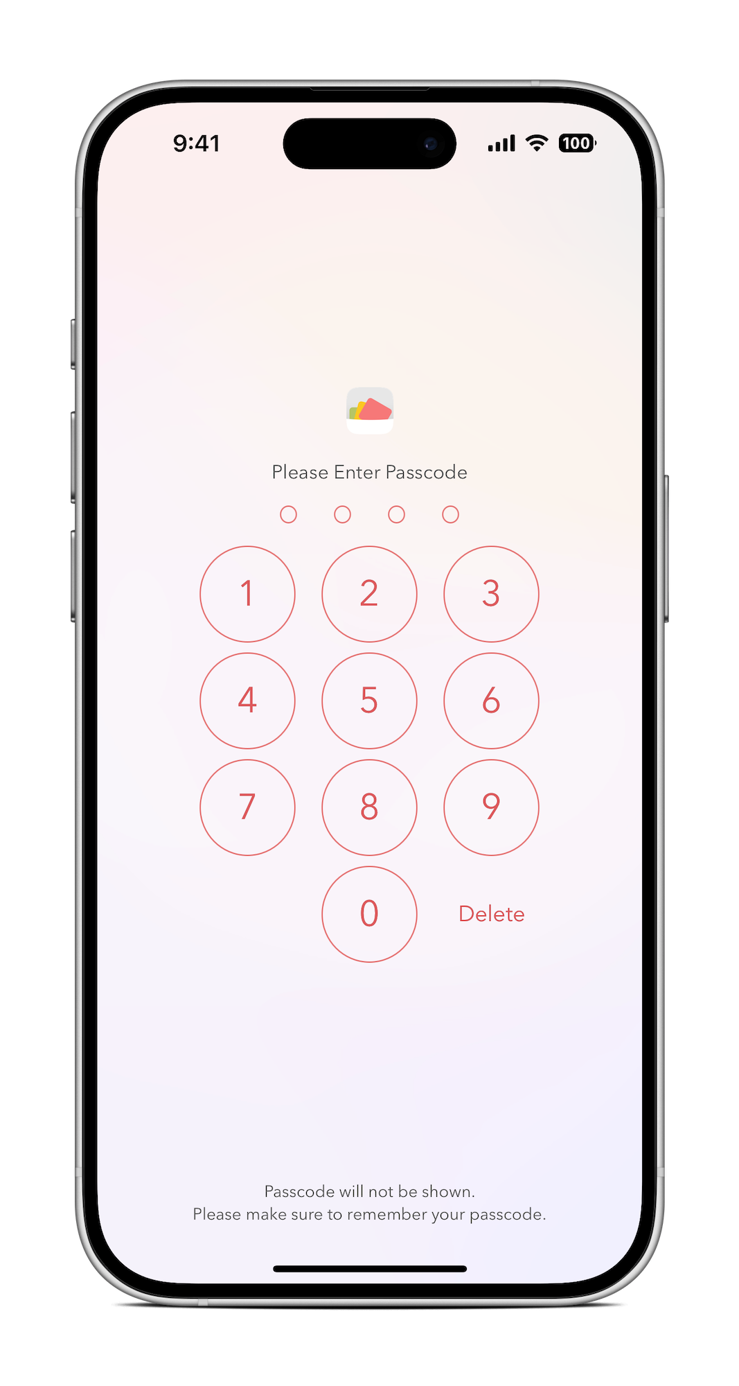 Secret Key Lock Album - Passcode Entry Screen
