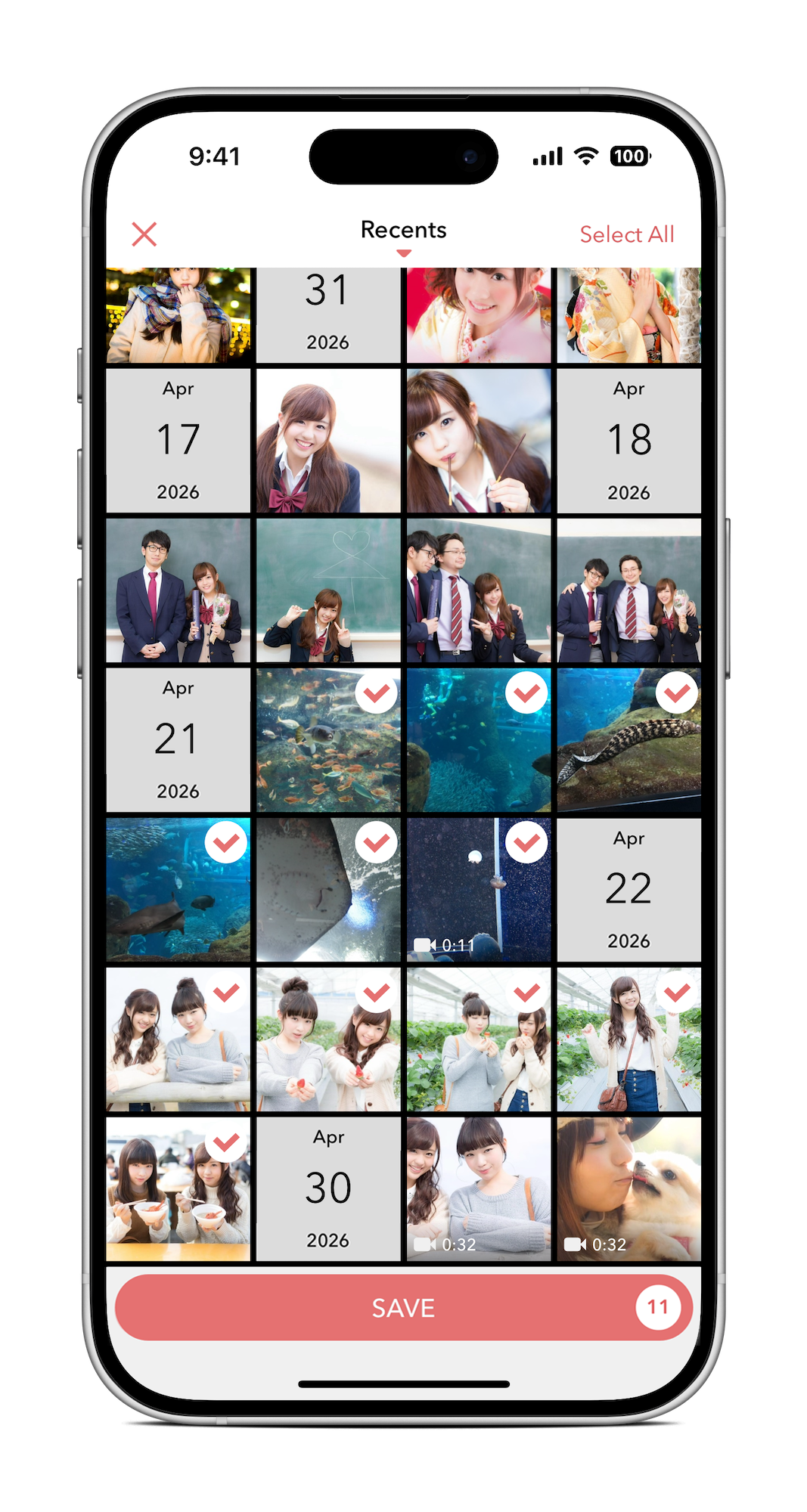 Secret Key Lock Album - selecting photos screen